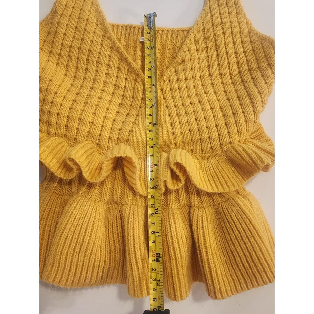 Women's Knit Peplum Tank, Mustard Yellow, Small - Picture 5 of 6